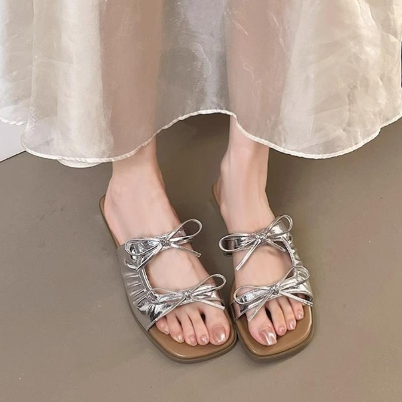 Fashion Woman Slippers Summer 2025 Outdoor Beach Slipper Comfortable Fashion Butterfly-Knot Wedges Elegant Women Shoe Sandalias De Mujer