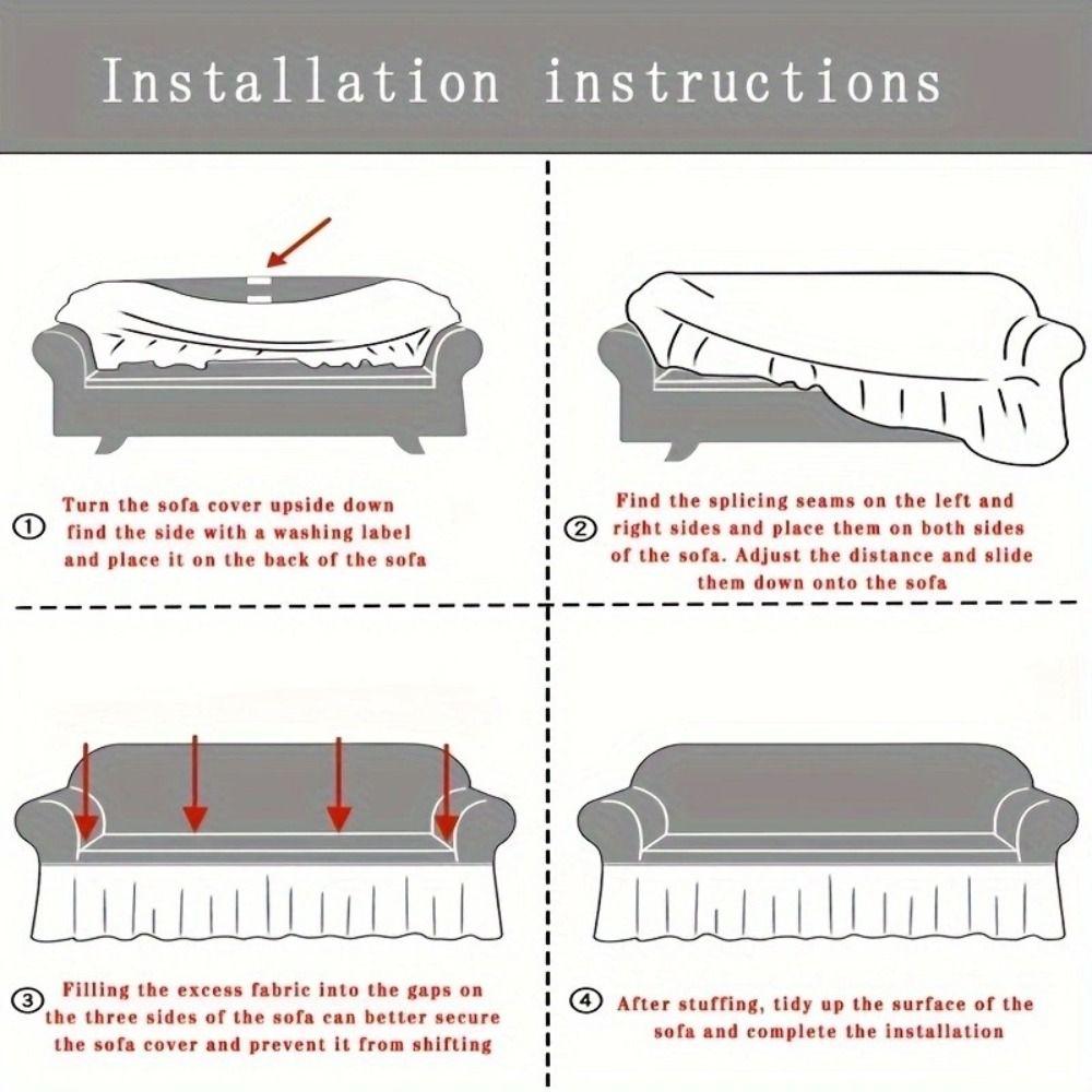 Dustproof Stretch Sofa Slipcover 1/2/3/4 Seat Solid Color Couch Cover Non-slip Sofa Cover Home Use