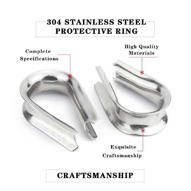 M2 M3 M4 M5-M6-M8-M10 304 Stainless Steel Cable Wire Rope Protective Sleeve  Chicke Riggingn Heart Ring Fixing Workpiece
