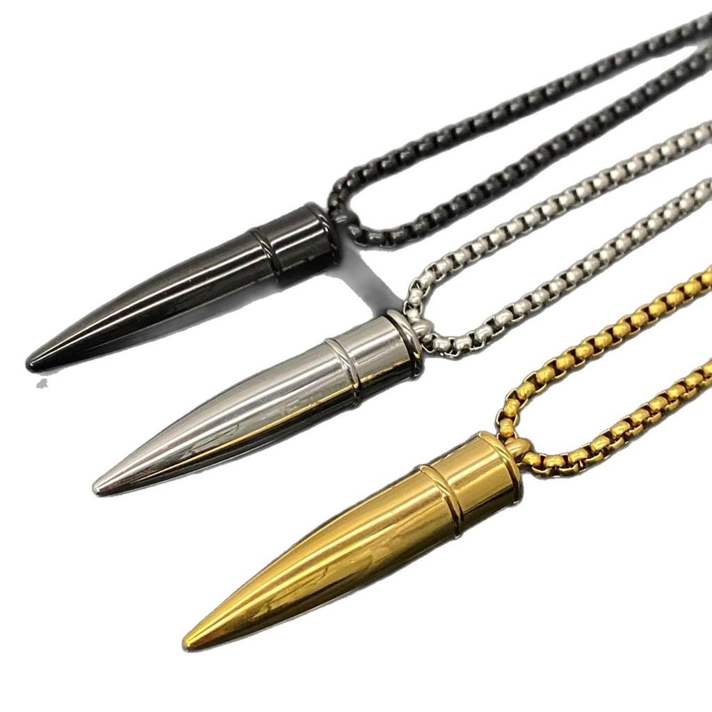 Bestseller Europeo: Collana con Ciondolo Proiettile in Acciaio Inossidabile per Uomo