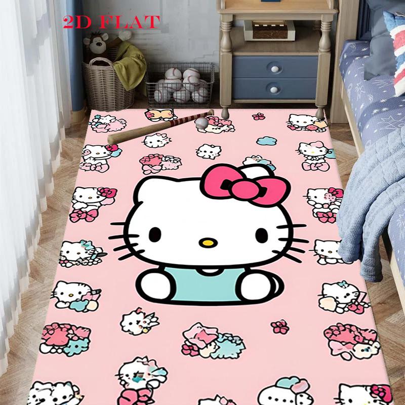 Hello Kitty Neon Stripes carpet Camping Trip Suitable For All Seasons Nap carpet Outdoor Plush carpet Bedroom