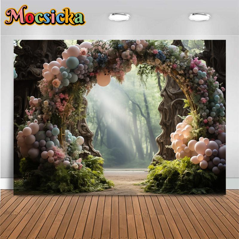 Baby Birthday Background Photography Nature Forest Easter Decoration Balloon Spring Wedding Backdrop Shooting Props Photo Studio