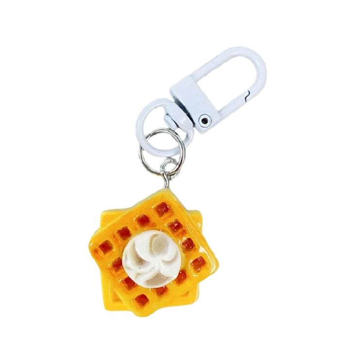 

Twists Bread Keychain Resin Crafted Bag Charm With Vintage Button Practical Decoration for Students Ladies