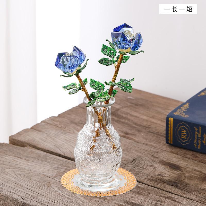 Mother's Day Crystal Crafts Rose Ornament Valentine's Day Girlfriend Wife Holiday Gifts Living Room Ornaments
