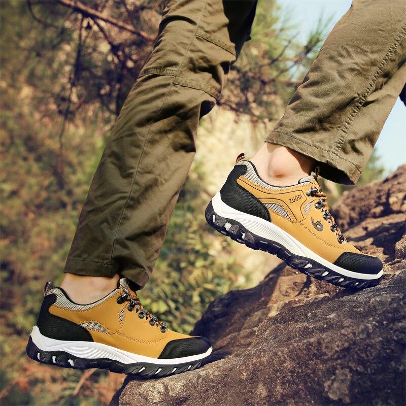 Men Shoes Spring Autumn Breathable Casuals Hiking Walking Sneakers Outdoor Ultralight Leather Slip -On Climbing Trekking Sneakers