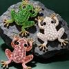 Exquisite Green Rhinestone Tree Frog Brooch Little Animal Pin Fashion Cute Jewelry Accessory Gift for Wear and Correction