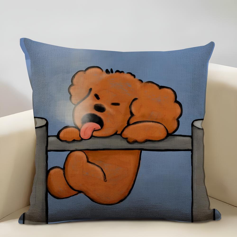 Puppy Life Cushion Cover Household Decoration Linen Sofa Cushion Cover: Skin-Friendly & Breathable With Invisible Zipper