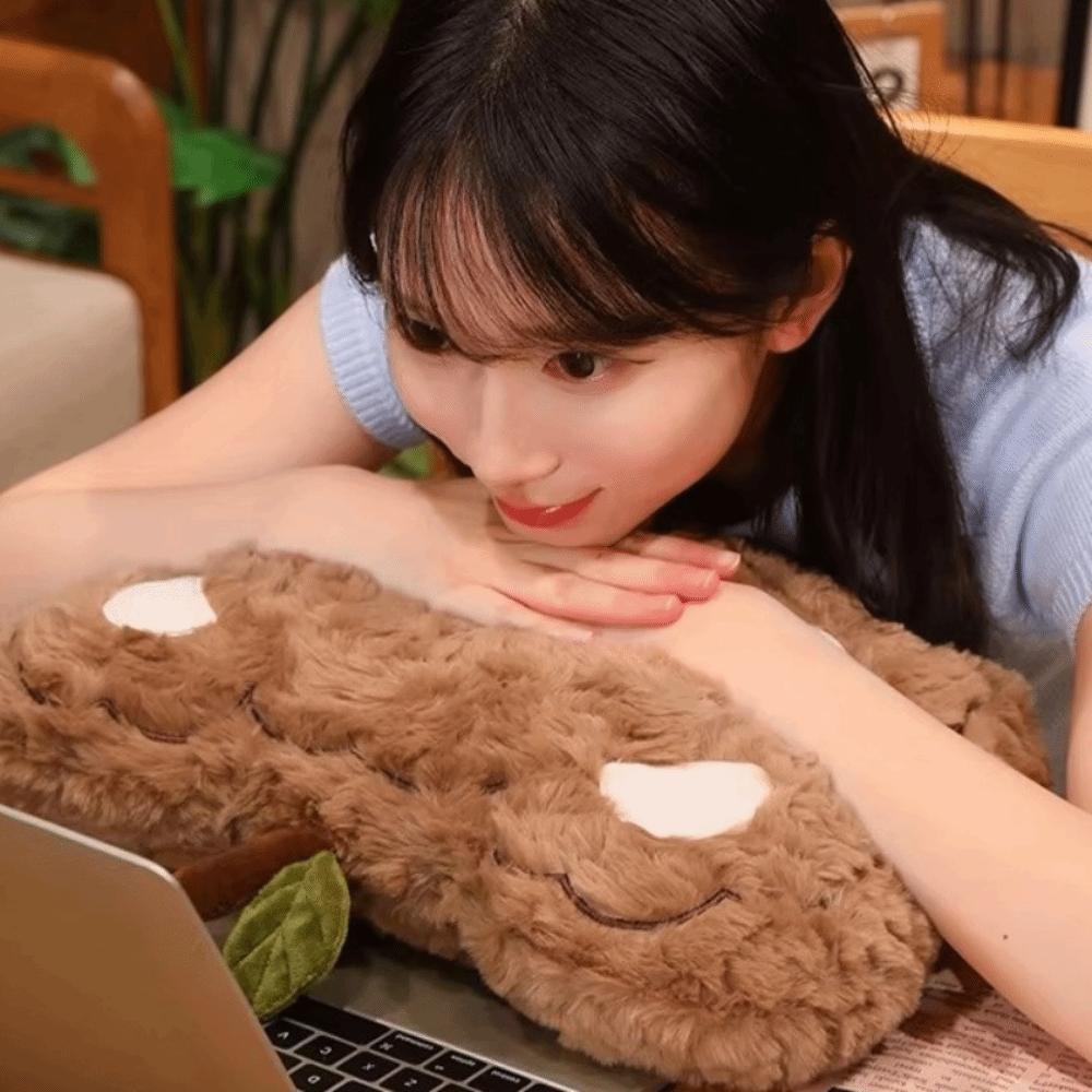 Blush Cheek Bear Plush Pillow Soft Curly Fluff Bear Face Plush Pillow Sofa Cushion Home Decor