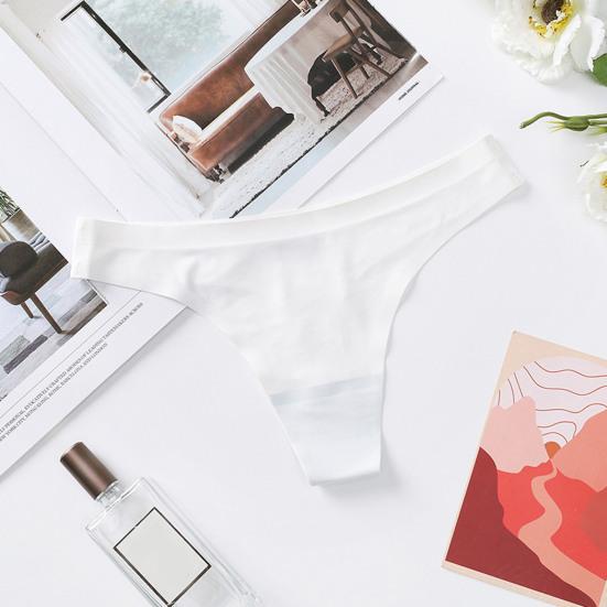 String Sexy en soie glacée sans couture pour femmes, taille basse, slip lisse, respirant, entrejambe en coton, culotte confortable