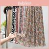Waist Elastic Exquisite Floral Skirt Pattern Extra Soft Nonfading Loosefitting Dressup Polyester Summer Floral Print Dress Women Pleated Skirt