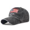 Washed Baseball Cap Vintage American Flag Embroidered Usa Cap Versatile Outdoor Sun Hat