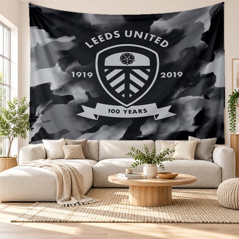 Arazzo da Parete Calcio Leeds United, Appeso a Parete in Tessuto Morbido, Sfondo Decorativo per Camera da Letto Arte Murale per la Casa