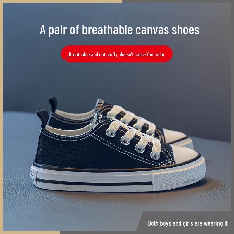 2026 Summer Korean Style Girls' Canvas Shoes: Soft Sole for Small, Medium, & Large Children – Ideal for School & Play