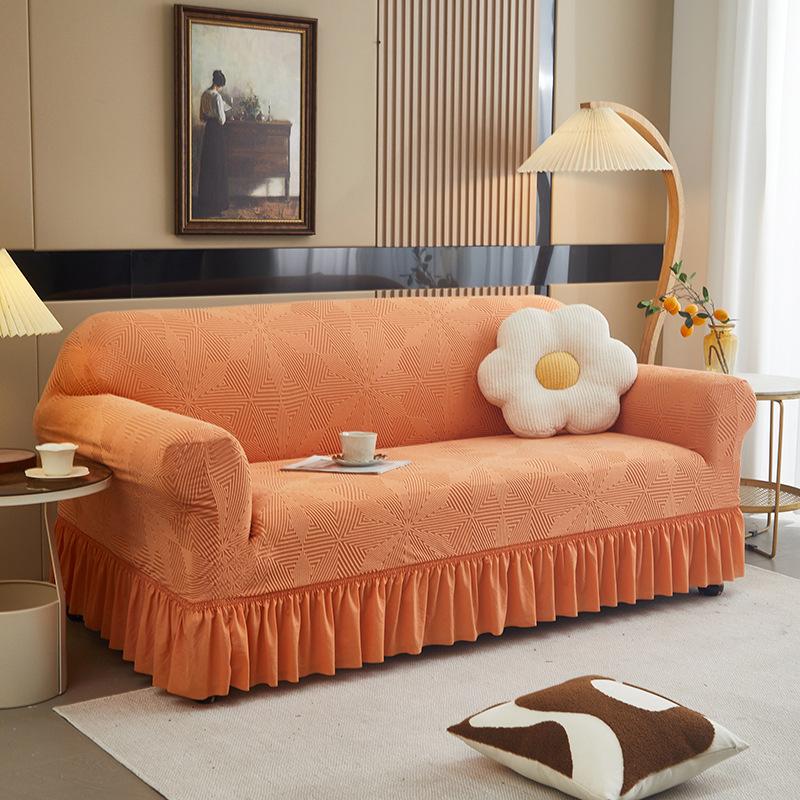 Supply High-Grade Skirt Hemming Sofa Cover Elastic All-Inclusive Four-Season Universal Sofa Protective Cover Solid Color