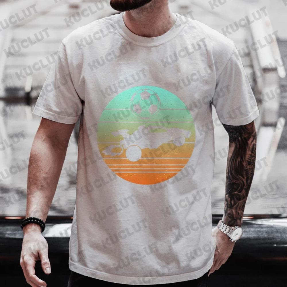Men's T-shirt Casual Vintage Rocket Soccer Car Gamer Print Tshirts Summer O-neck T Shirt for Men Short Sleeve T-shirt Male Tops