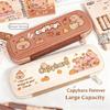 Cartoon  Pencil Case Large Capacity Plastic Pencil Bag Multifunctional Pen Organiser For Pen Markers School Supplies