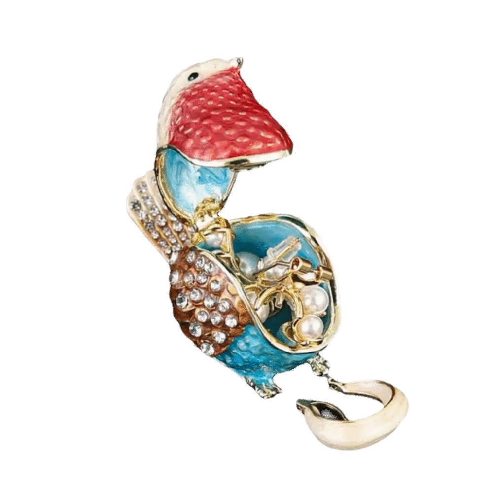 Hinged Lid Bird Figurine Jewelry Box Mini Size Animal Statue Jewelry Holder Vanity Display