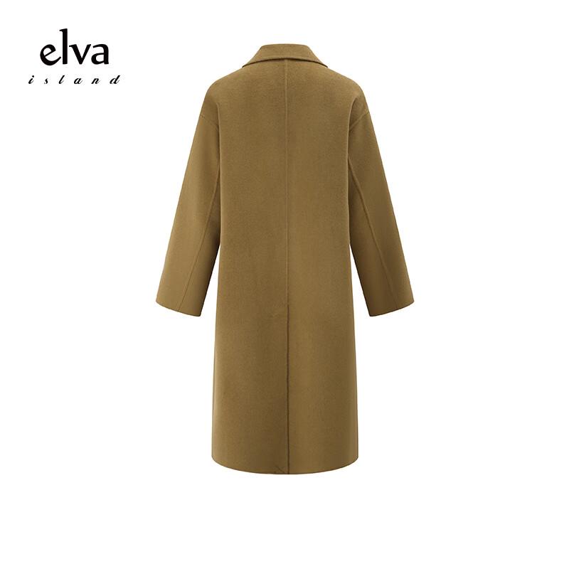 Elva's Island Women's Wool Double-faced Mid-length Coat