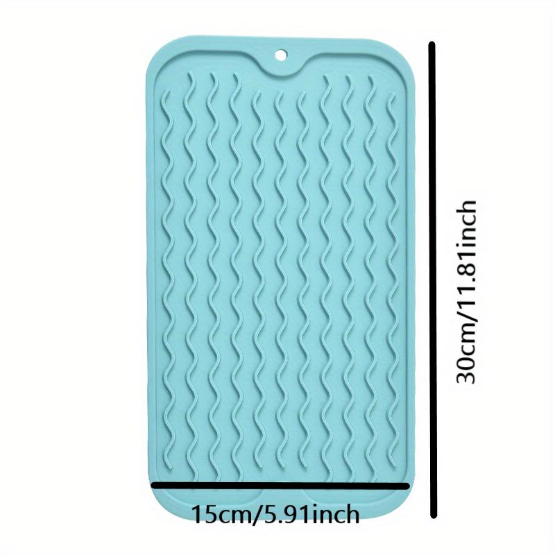 Large Silicone Dish Drying Mat, 30x15cm/ 11.81x5.91inch Foldable Draining Board Mat, Heat-Resistant Drainer Non-Slip Drying Mat