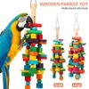 Parrot Toy Wooden Bird Chew Toy with Hook Multicolored Parrot Chewing Toy Birdcage Accessories Pet Supplies for Macaw Cockatoo