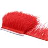 1Meter Red Ostrich Feathers Trim on Tape Ribbon Fringe 8-10cm Fabric Skirt Sewing Trimmings Feather Dress Clothes Decoration