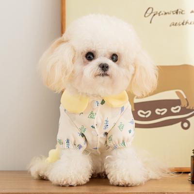 Small and Medium-sized Dogs Autumn and Winter Warm Puppies Dog Lapel Small Flower Four-legged Cotton-padded Clothes Teddy Than Bear Cat Pet Clothes