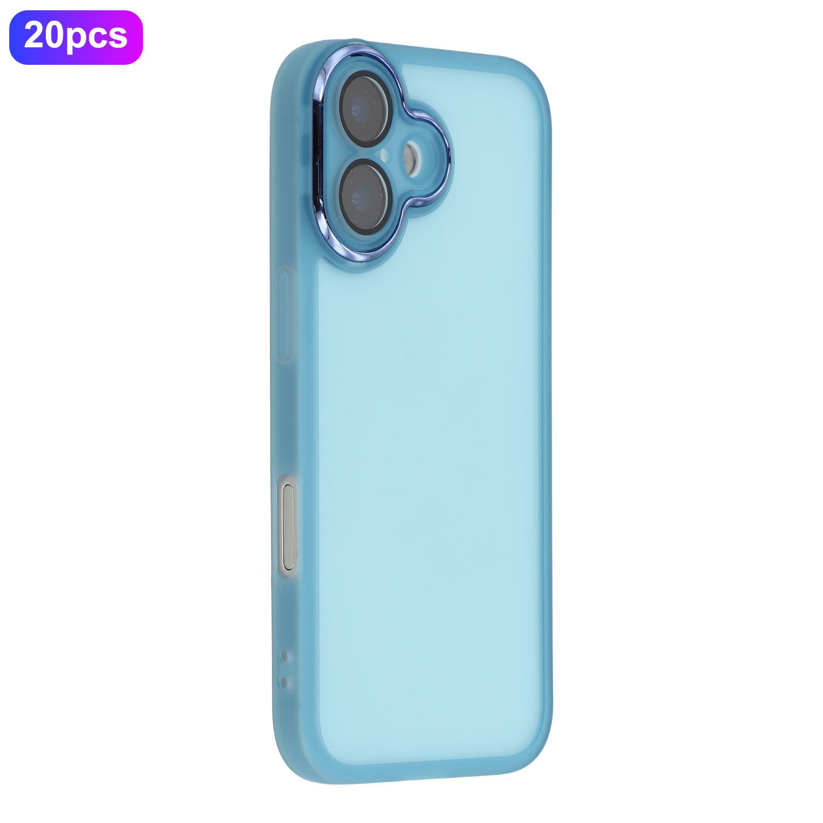 

Bulk Purchasing 20Pcs For iPhone 17 Case Electroplated Camera Frame TPU Phone Cover Precise Cutouts Transparent Blue