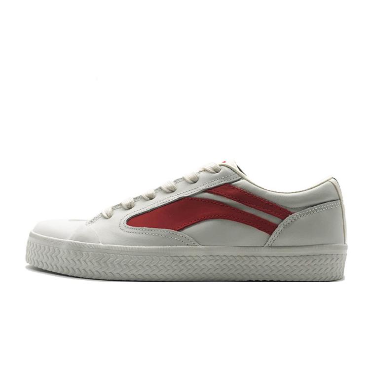 Li Ning Wave 2020 Semaine de la Mode de Paris Antidérapantes Légères Basse en Toile Chaussures Décontractées Femme Blanc Rouge AGCP384-2