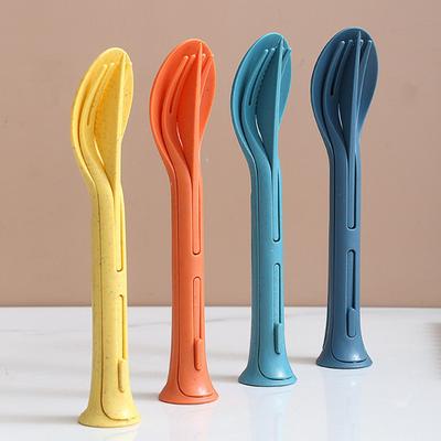 3 Teile/satz 3 in 1 Reise Faltbare Besteck Set Japan Stil Kunststoff Cutter Gabel Löffel Student Geschirr Set Hause schule Camps Küche Geschirr