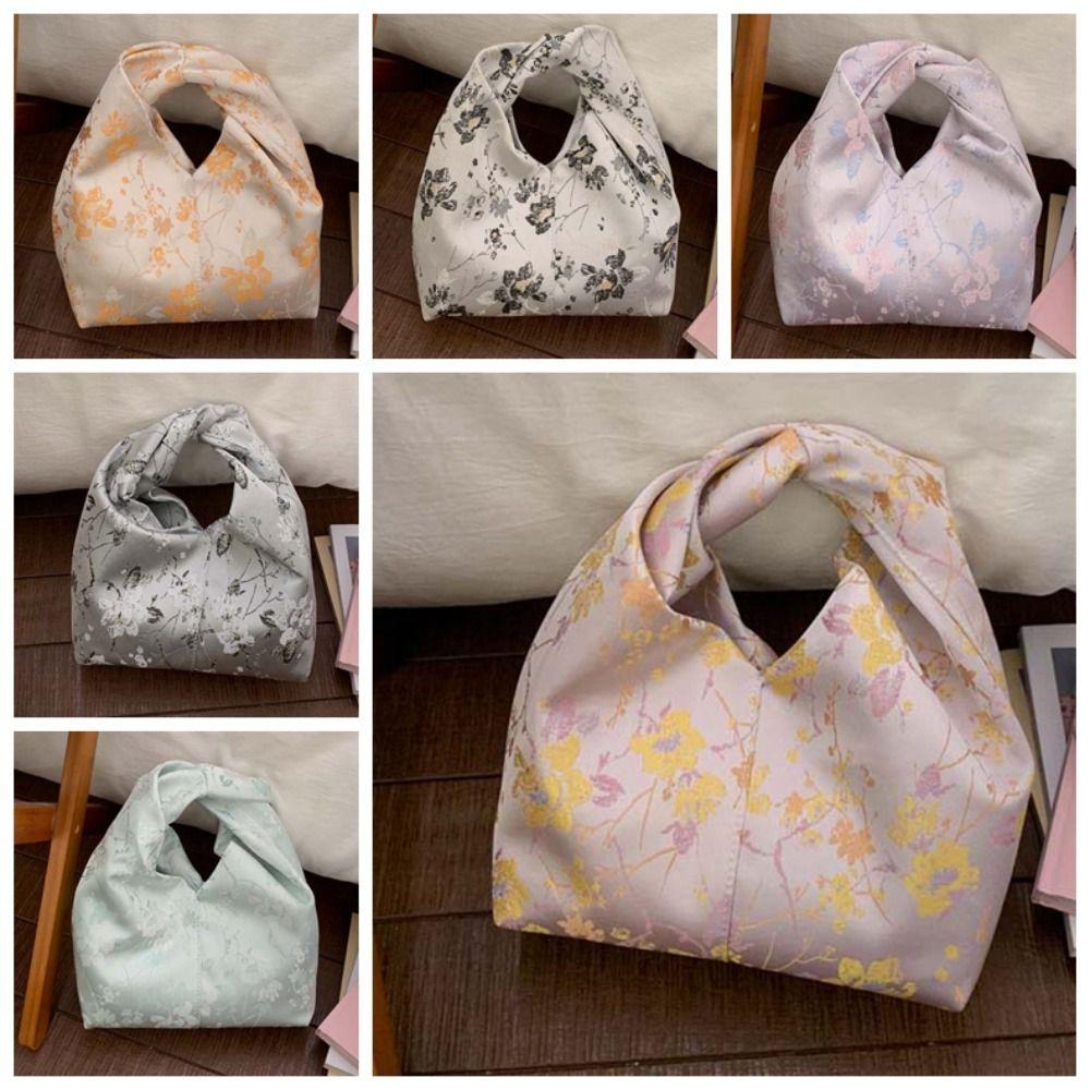 Fashion Embroidered Chinese Style Handbag Polyester Zipper Pea Purses with Magnetic Buckle Luxury Cheongsam Wrist Bag Gifts