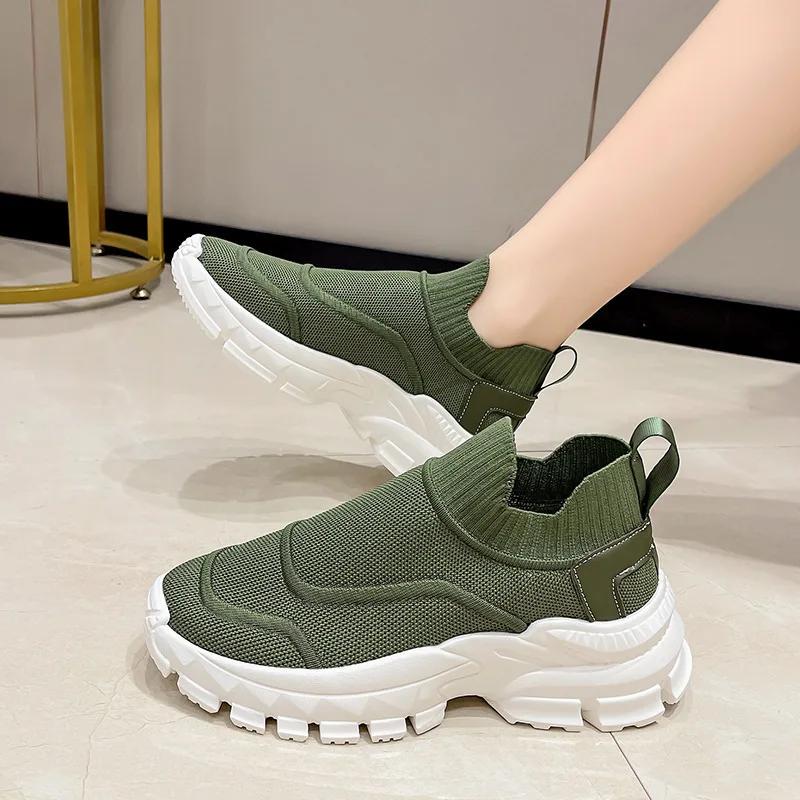 Fashion 2025 Spring New Arrival Women Tennis Shoes  Mesh Non Slip on Ladies Platform Breathable Wedge Female Sneakers