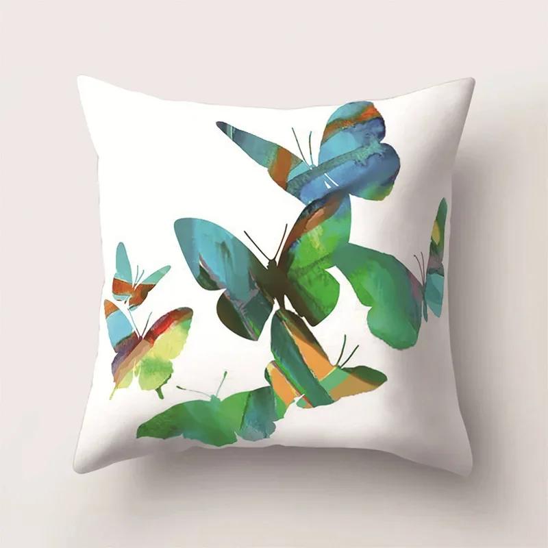 Colorful Butterfly Insect Printed Pattern Cushion Cover for Home Bedroom Living Room Car Sofa Decorative Pillowcase