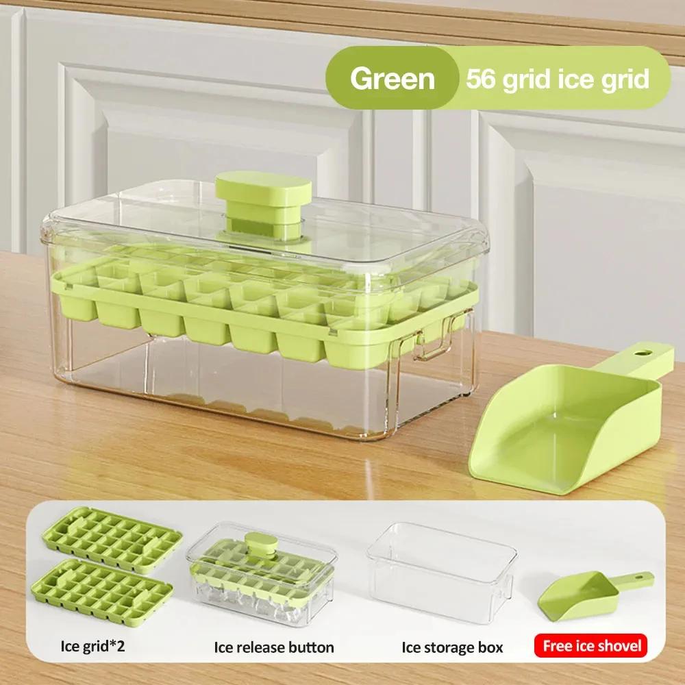 

28/56 сетка форма для кубиков льда пресс для удаления льда DIY силиконовый прочный лоток для кубиков льда с крышкой лопатка коробка для хранения замороженная форма