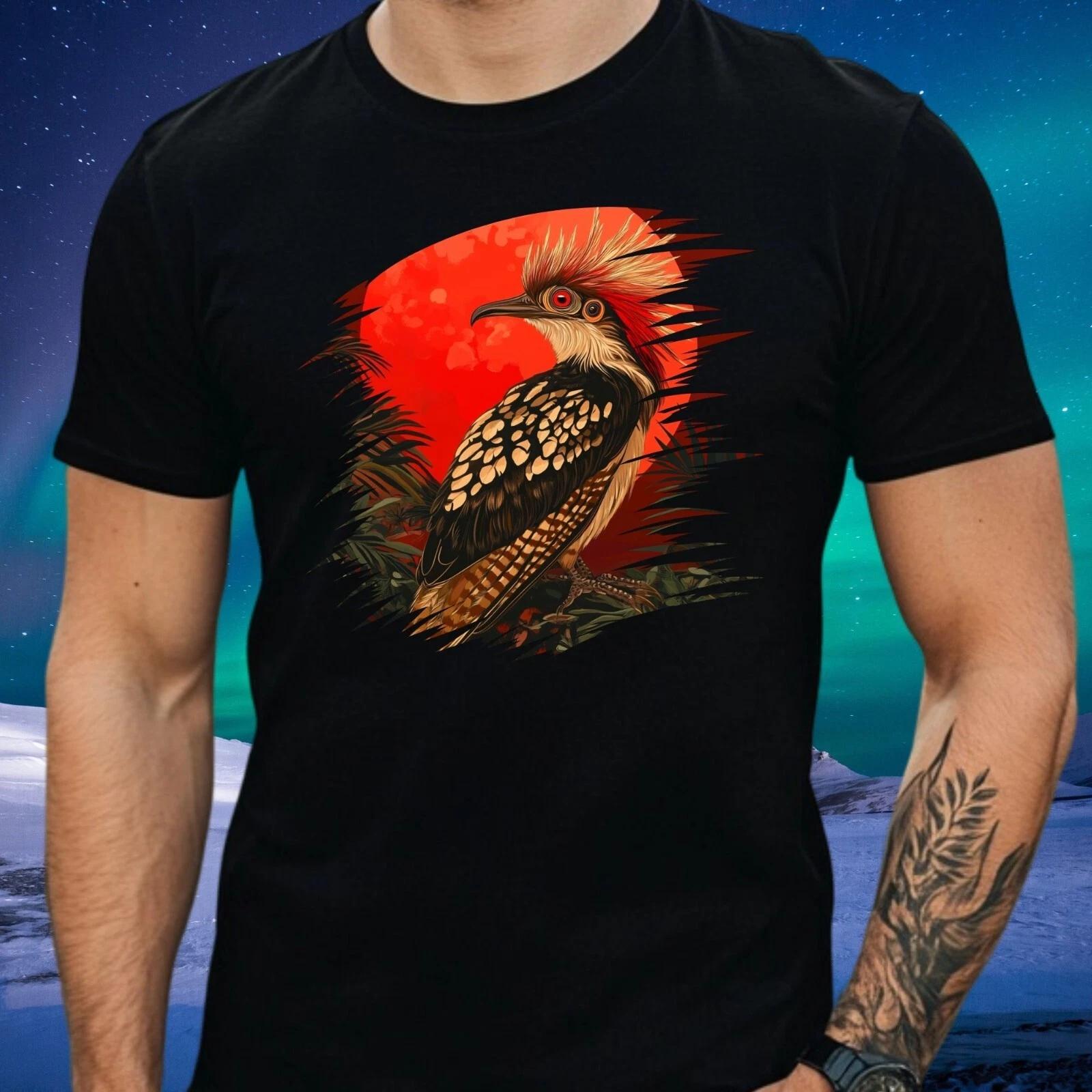 T-Shirt Herren Hoatzin Vogel Roter Mond Motiv Baumwolle Größe XS bis 5XL XXL