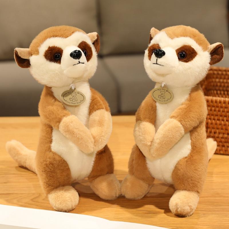 Lifelike Meerkat Plush Toy Soft Stuffed Wild Lemur Doll Cute Funny Anime Animal Desktop Pet for Kids Birthday Gift