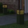 Solar LED Path Light 2 Pcs Olive Green Cold Rolled Steel