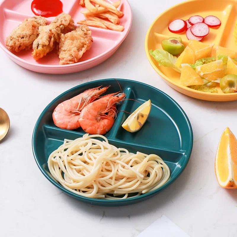 For One Person Ceramic Grid Plate Snack  Internet Celebrity Ins Children's Baby  Onion Ginger Garlic Multi-part Tray