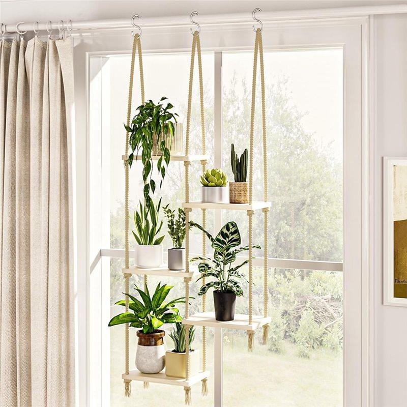ABBP-Hanging Shelves Plant Hanger Indoor Window Plant Shelves Wood Plant Wall Shelf Window Sill Plant Shelf Indoor