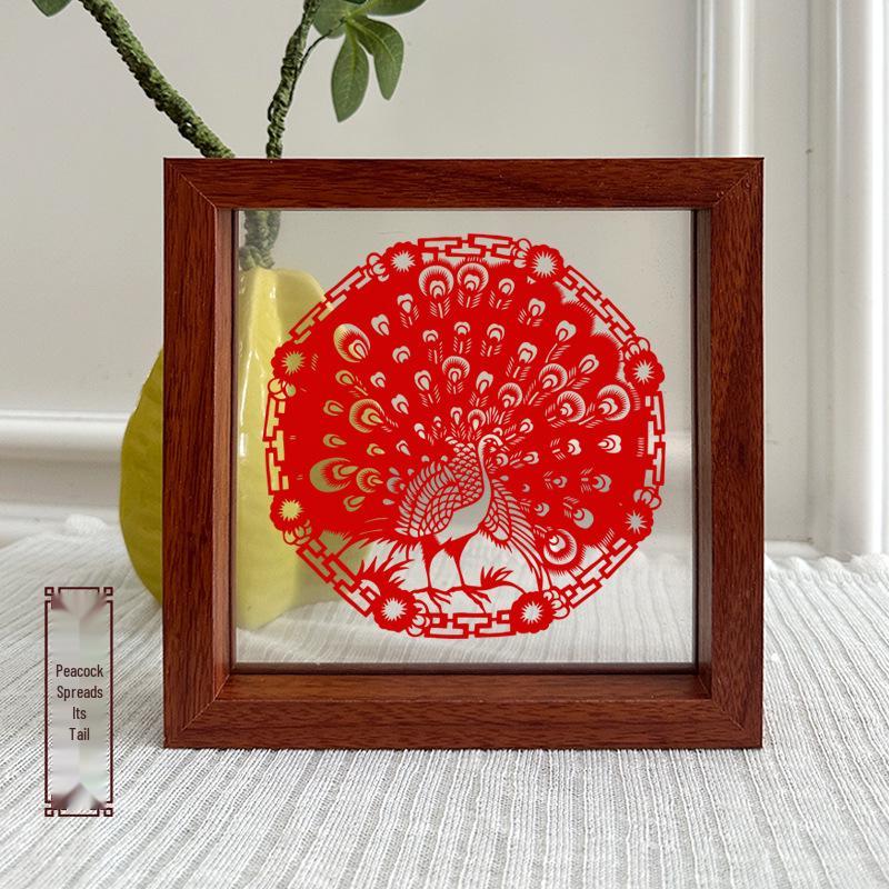 Xianci Double-Sided Transparent Frame: A4 Paper-Cut Calligraphy Fu Character Display Stand