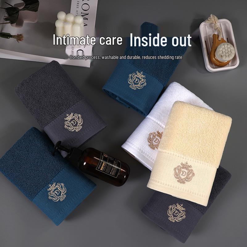 Tuqiang Extra Large Soft Embroidered Crown Towel - Solid Color for Hotel & Home Use