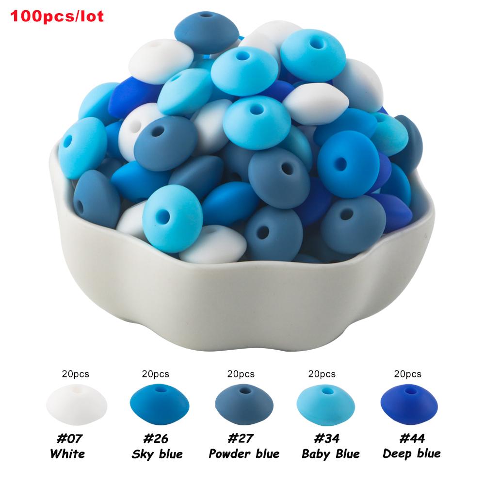 100Pcs 12mm Silicone Lentil Beads Round Spacer Beads Silicone Abacus Bead DIY Bracelet Necklace Handmade Jewelry Accessories