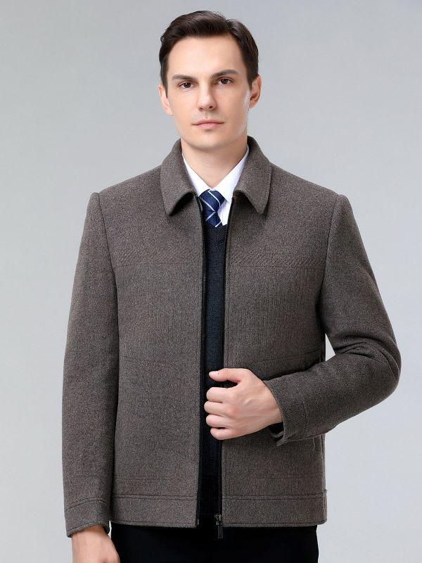 Men's Double-Sided Cashmere Jacket: Autumn/Winter Business Casual Wool Coat for Middle-Aged Dads