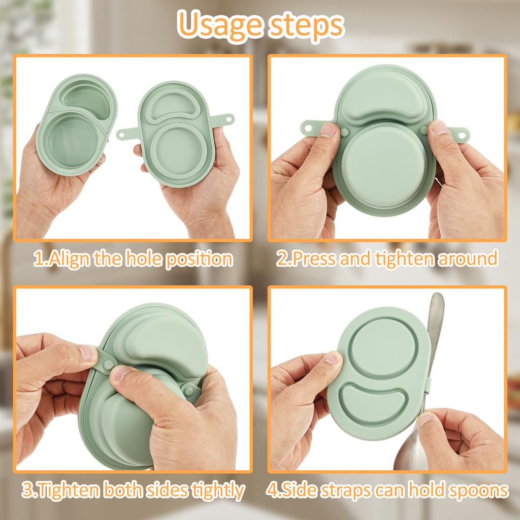 4Pcs Silicone Snack Container with Lid Reusable Condiment Container with 2 Compartments Ideal for On the Go Meals and Parties
