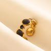 Balck Enamel Gold Plated Heart Fire Evil Eye Stainless Steel Ring Vintage Finger Jewelry Sun Moon Star Rings For Women Men Bague