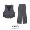 Fashion Style Patchwork Design High Waist Wide Leg Pants 4661536 812 Slimming Vest 2010887 Suit Female