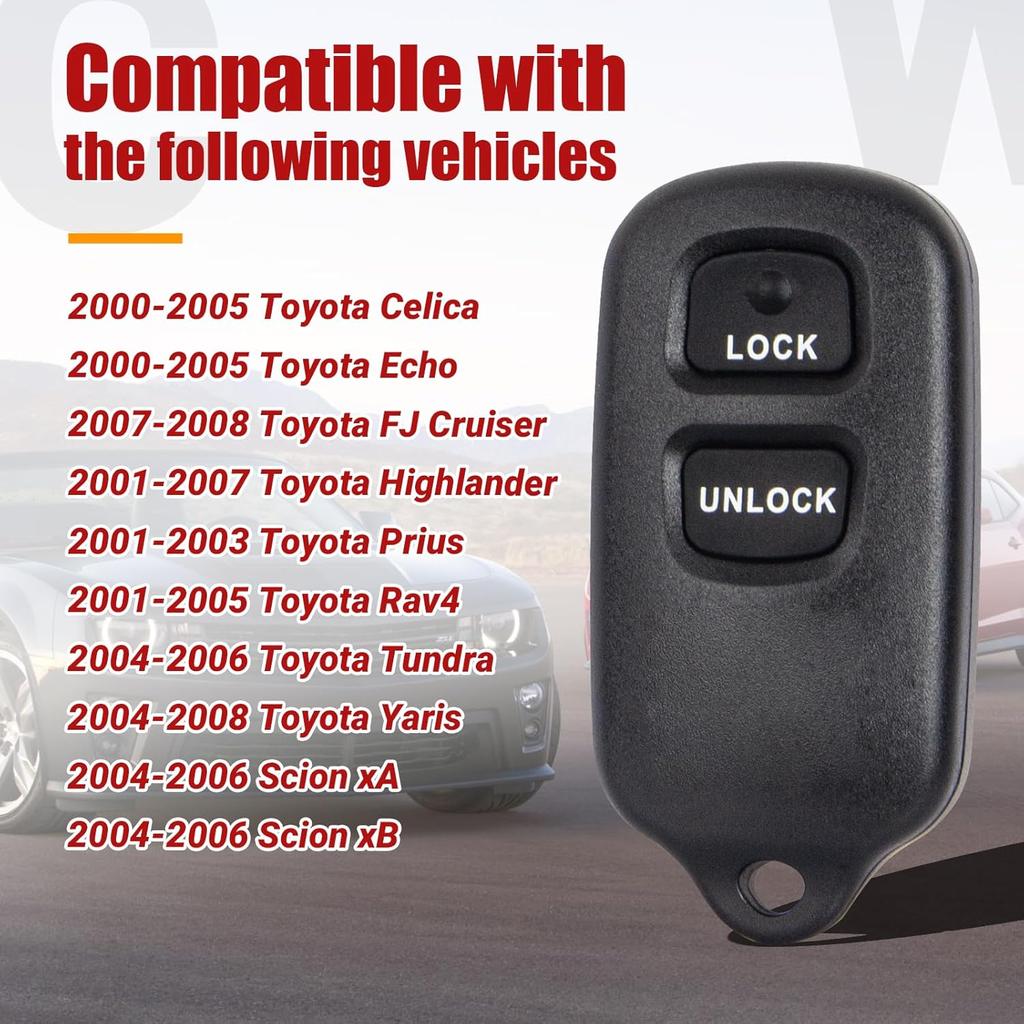 Key Fob Keyless Entry Remote Control Compatible with Toyota Tundra Rav4 Highlander Celica Echo Yaris Prius FJ Cruiser/Scion xA xB Car Key Replacement