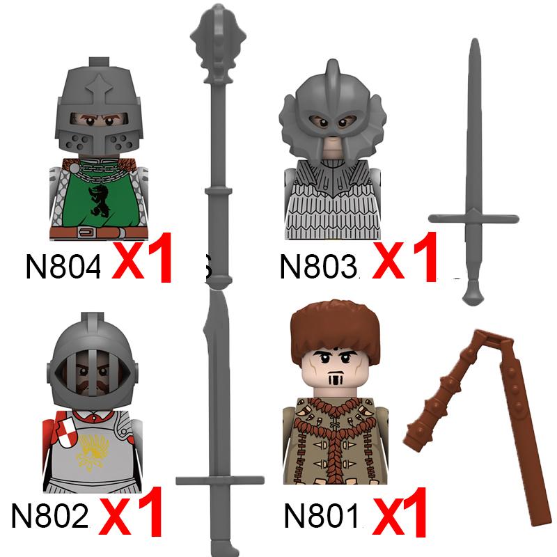 Military Building Blocks Medieval Solider Knights Equipments Mount War-Horse Wolf Flag Vests Shields Fiery Dragon Mini Brick Toy