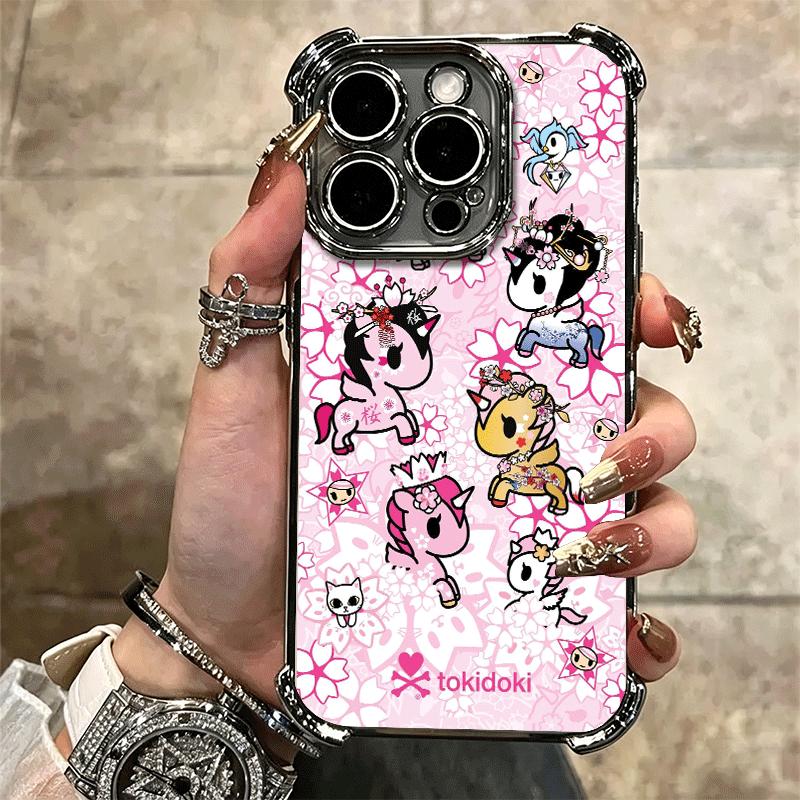 Japan T-Tokidokis Art Soft Phone Case For iPhone 15 16 17 Air 14 Pro Max 16E Plus 13 12 Mini Plating Anti-Fall Fundas