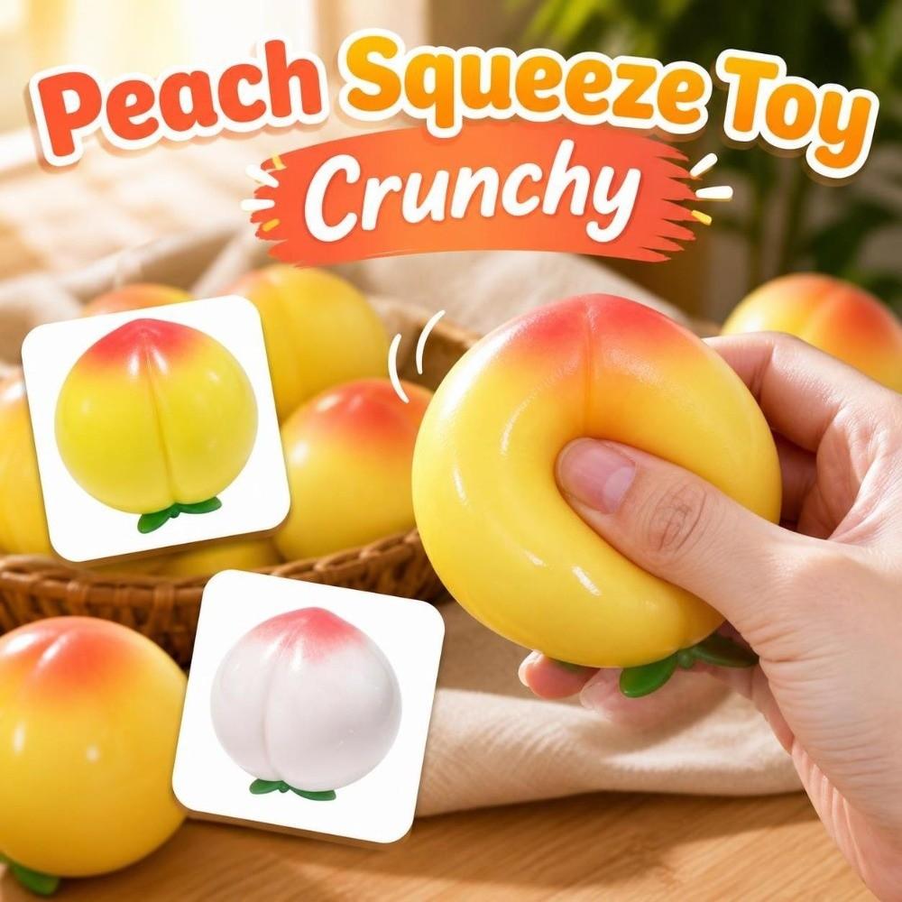 Moldable Crackling Peach Squishy Toy Crunchy Realistic Fruits Pinch TPR Fidget Toy Office Desk Toy