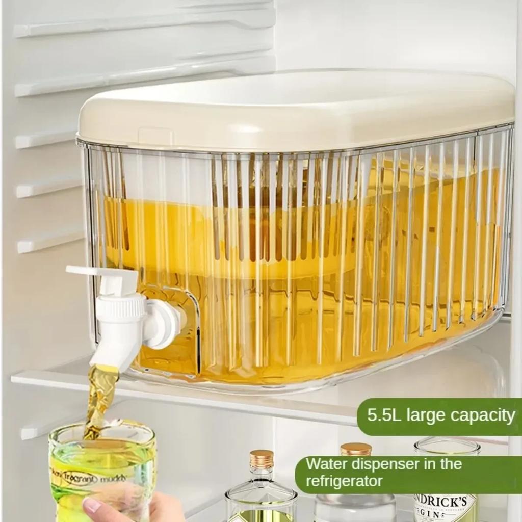 Cold Water Kettle with Faucet Large Capacity 5.5L Fridge Beverage Dispenser Home Plastic Juice Jug Water Dispenser Cold Kettle